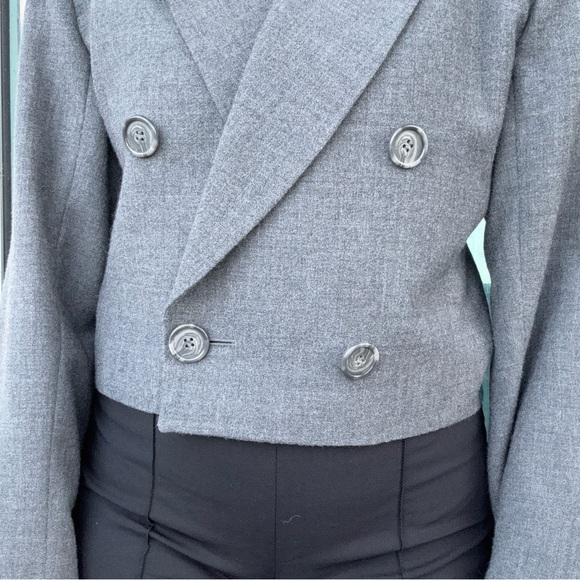 Perry Ellis Portfolio Gray Crop Blazer Jacket - Picture 4 of 8